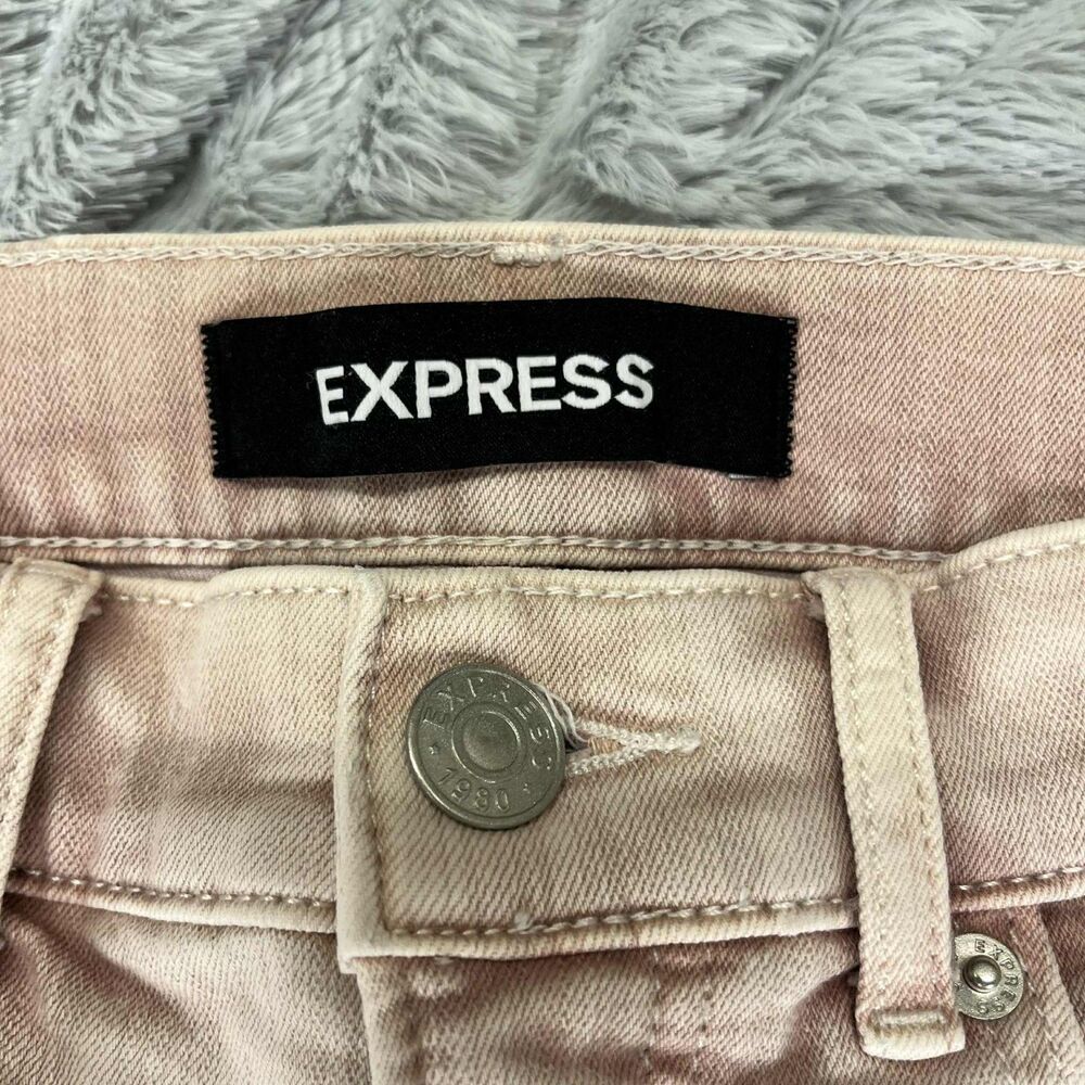 Express Jeans Women 6R High Rise Ankle Legging Skinny Stretch Denim Pink Pastel - Picture 4 of 9
